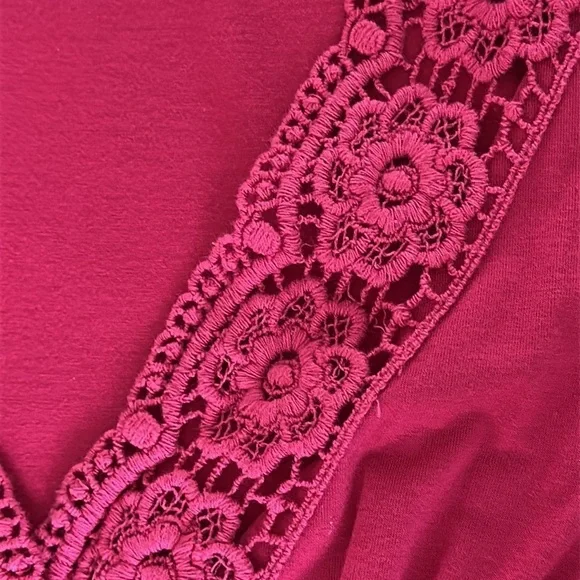 Eyeshadow Babydoll Empire Waist Crochet Trim V Neck Wrap vintage Y2k coquette - Picture 6 of 6